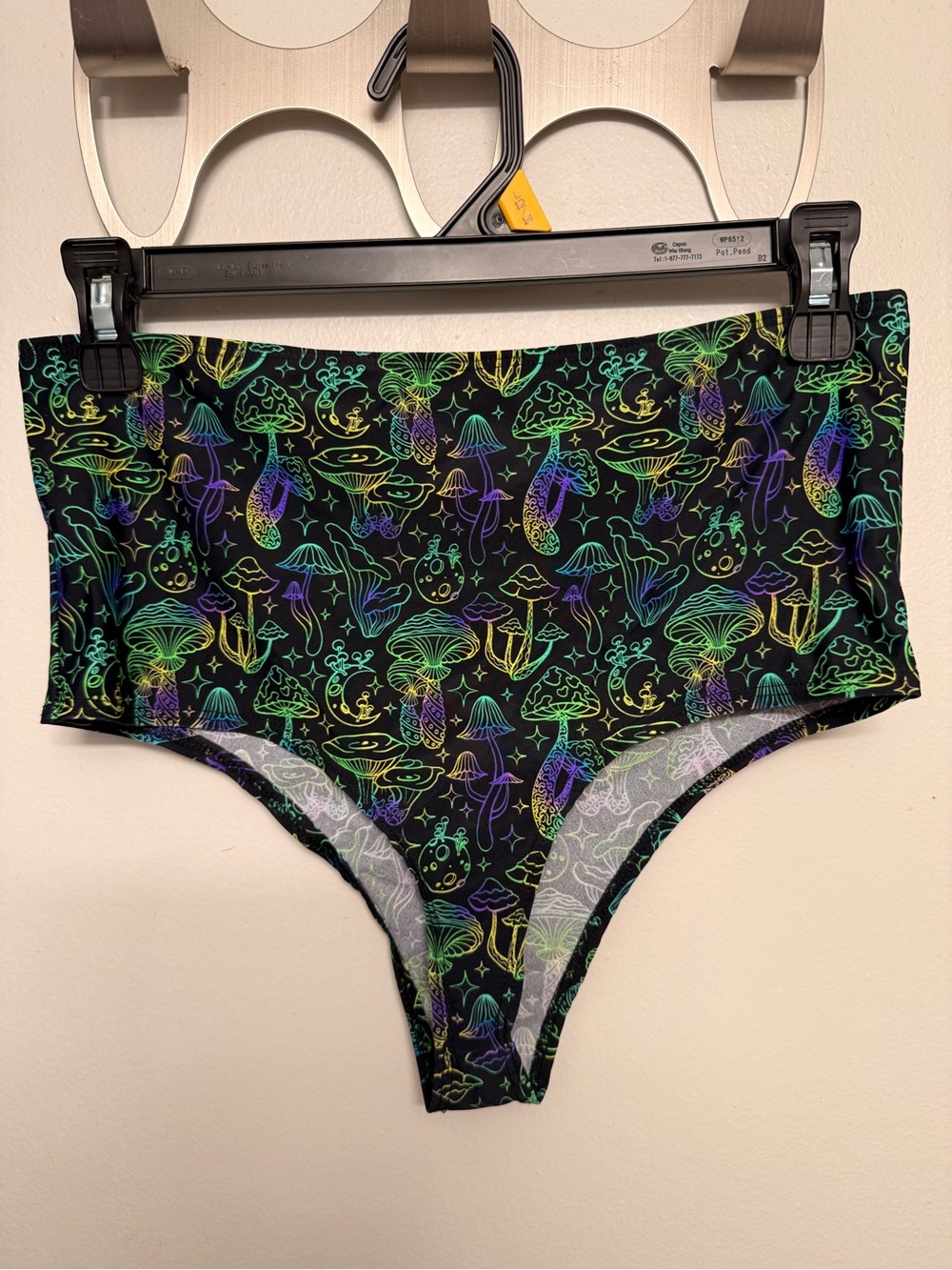 High-Waist Women's Bottoms in Neon Mushroom Print